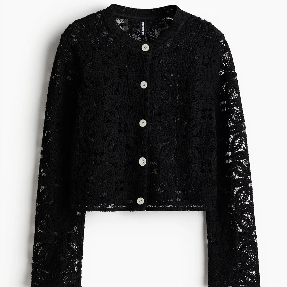 H&M Black Crochet Cardigan XS
